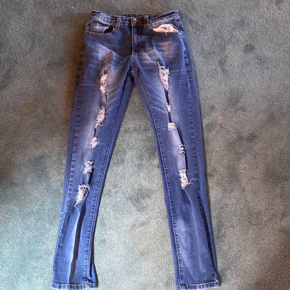 Blue designer skinny jeans